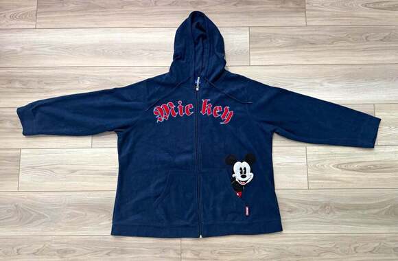 Disney Other - Vintage Y2K Disney Mickey Mouse Old English Fleece Zip Hoodie Navy 2X Macau Made